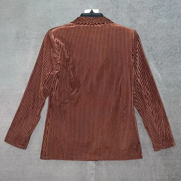 Nasty Gal Women US 8 Blazer Rust Plissé Ribbed Velvet Shawl Lapel Party Funky - Picture 11 of 14